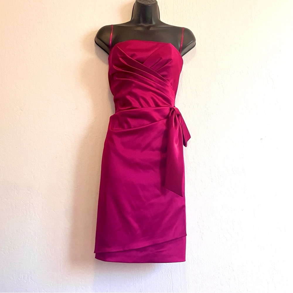 WHBM Burgundy Magenta Strapless Evening Dress